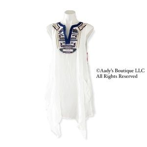 Anthropologie’s For Cynthia White Top Swim Cover Up Handkerchief Hem Size L NWT